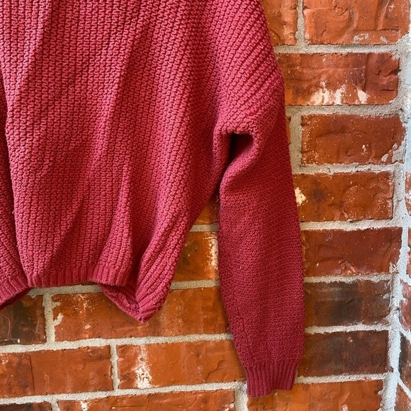 Hollister Womens Large Red Twist Back Waffle Knit Cropped Sweater - Picture 4 of 11